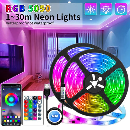 Tape Bluetooth USB LED Strip Light 5050 SMD 5V USB RGB Lights Flexible LED Lamp Tape Ribbon RGB Self-adhesive TV Desktop Diode