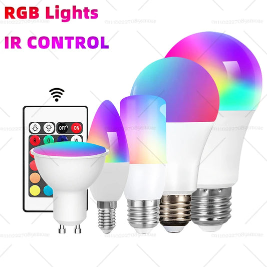 E27 B22 RGB LED Light Bulb 220V with IR Remote 24 Control Color Changing Multicolor Lamp Spotlight for Bedroom Party Home Decor