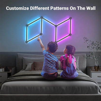 Splicing Light DIY Atmosphere Light RGB Smart Wall Light Voice Control Lamp for Esports Room Bedroom Bar Decoration Night Light