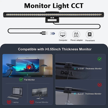 LED Monitor Light Bar Computer Screen Hanging Lights RGB  Atmosphere Table Lamp For Work Study Read Gaming Dimming Lighting 44cm